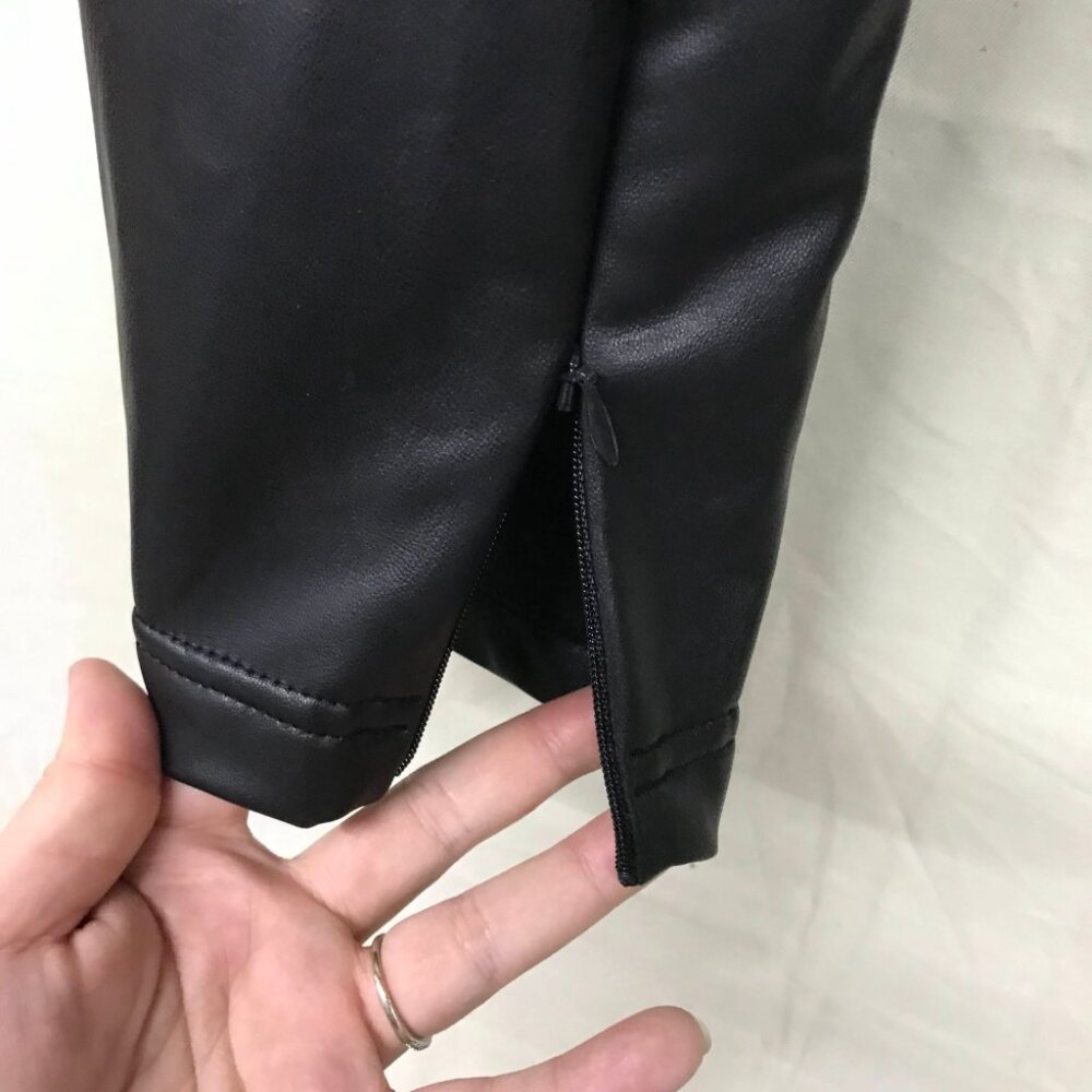 NWT A New Day Women's XXL Black Ankle Zip Faux Leather Pants Pull On Tapered Leg - Picture 2 of 7